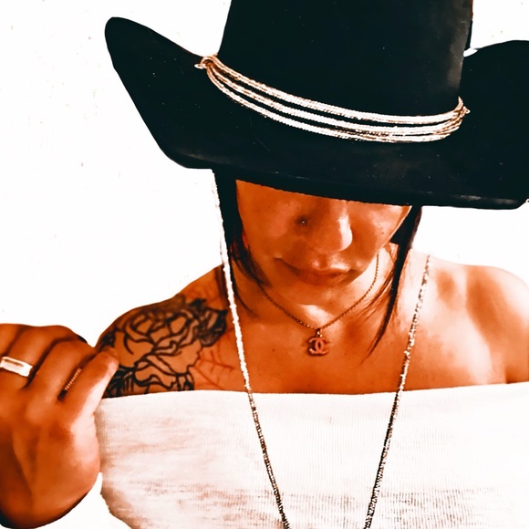 Black Rhinestone Lace Roped cowboy Brim Hat - Picture 3 of 13